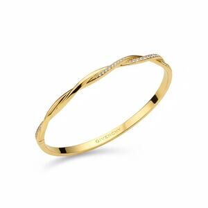 Givenchy Gold Tone Crystal Twist Bangle Bracelet Hinged